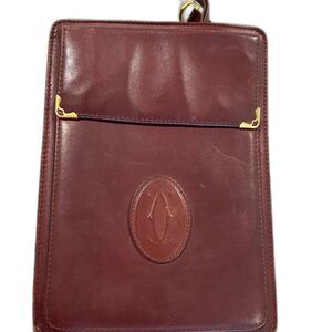 Cartier unisex vintage brown leatherwristlet/clutch/pouch